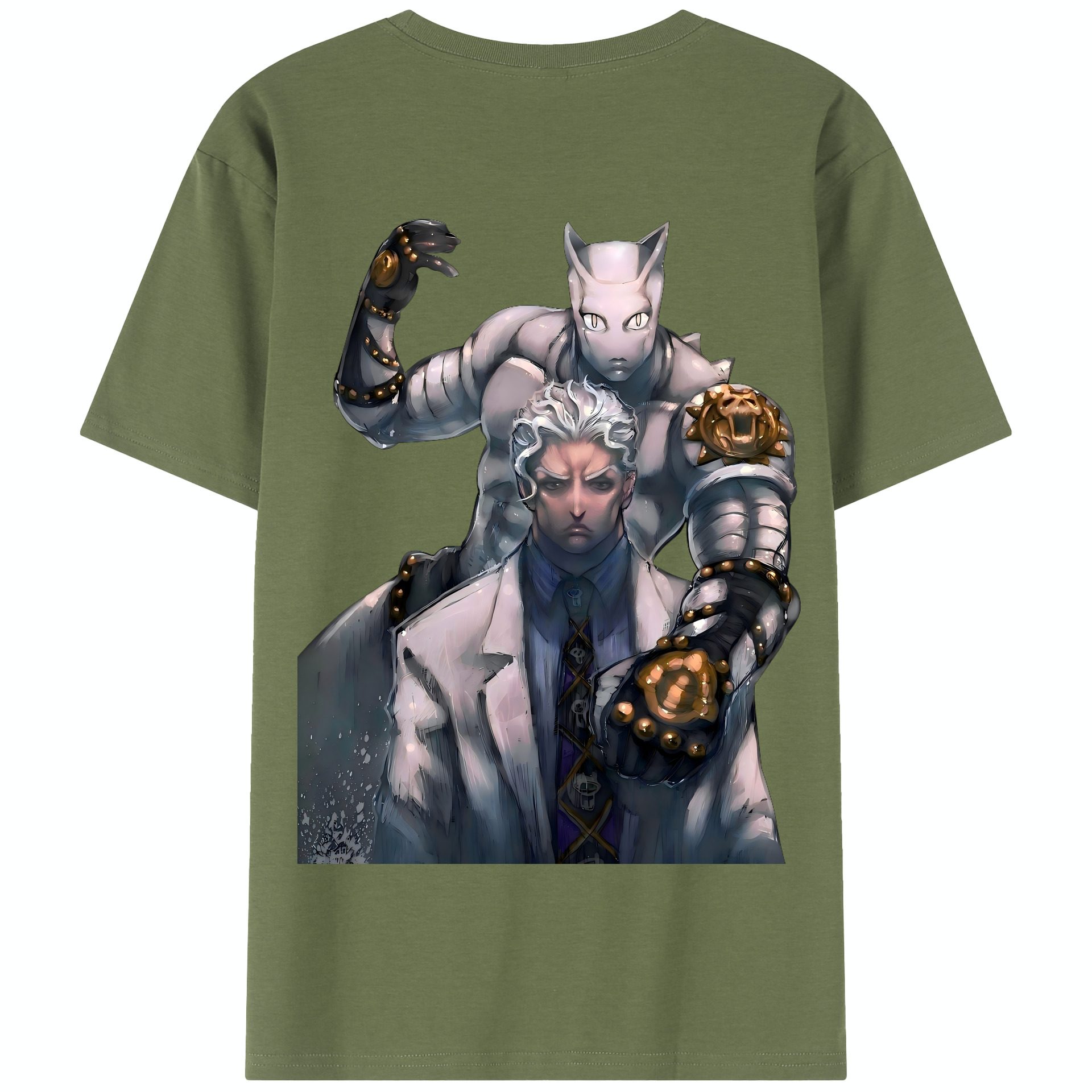 （画像用） ジョジョの奇妙な冒険 きら よしかげ JoJo's Bizarre Adventure Kira Yoshikage 綿100％半袖Tシャツ（背面プリント）